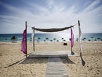 covered stage on the beach