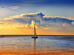 sailboat at sunset