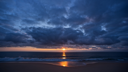 superb sunset - beach, sunset, sea, clouds