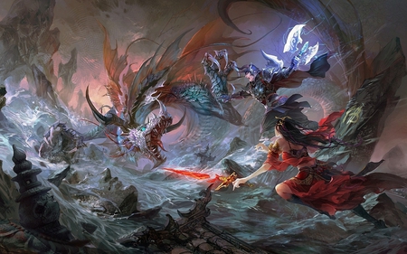 Legend War - legion, legend, girl, warrior, video game, stunning, fantasy, cg, hd, battle, war, game, adventure, action, dragon, sword