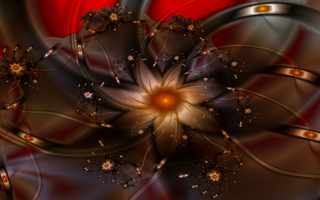 red fractal flower - wp, flower, red, fractal