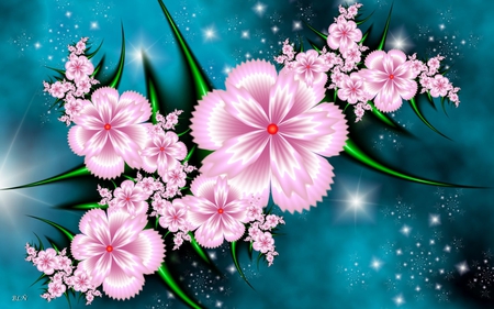 Pink_Blossoms - blossoms, pink, fractal, wp, abstract