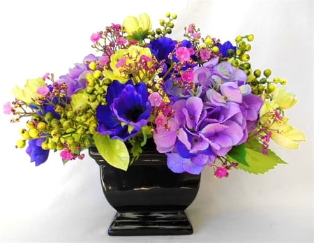 For Sister Jackii - purple, blue, jackii, green, yellow black vase, flowers, birthday