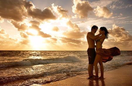 Sunset passion - love, passion, beach, beautiful, romance, sunset