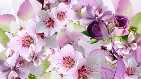 Sakura and Rose of Purple - Beaches & Nature Background Wallpapers on ...