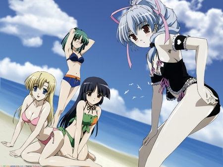 bikini girls - anime, girls, cute, pretty