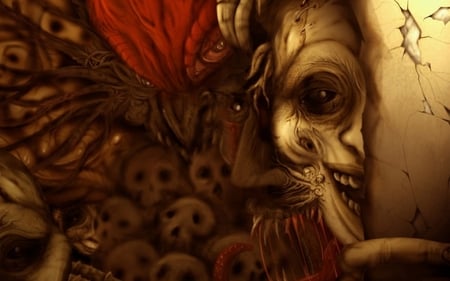 laughing skull - artistic, cg, fantasy, wicked, skeleton, death, dark, skull