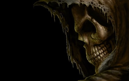 skullsmile - skull, reaper, death, gothic, fantasy, cg, artistic