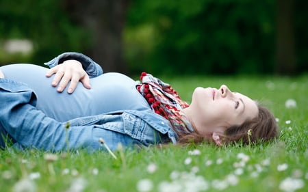 pregnant woman - happy, pregnant, baby, nature, woman