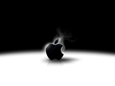 Smoking Apple - computer, black and white, technology, apple