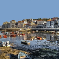 Low tide in fishing village