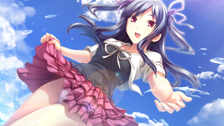 anime - girls, cg, game, anime, zanshinkenanime, izuna, sky