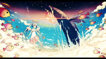 Otherworldly - heaven, vocaloid, miku, blue, sea, ocean