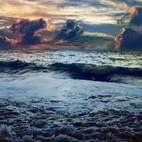 sea waves at sunset