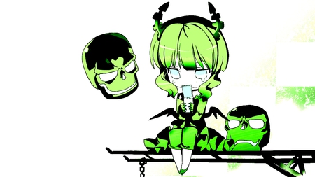 cute girl - jail, girl, skulls, cell