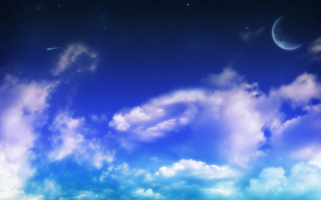 shooting star - beauty, sky, colorful, space, cg, nature, star, clouds, blue