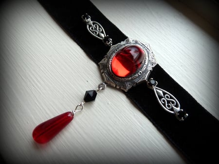 Velvet chocker - black, necklace, red, velvet, gothic, chocker