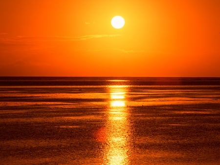 Sunrise - sea, sunrise, red, tahiti