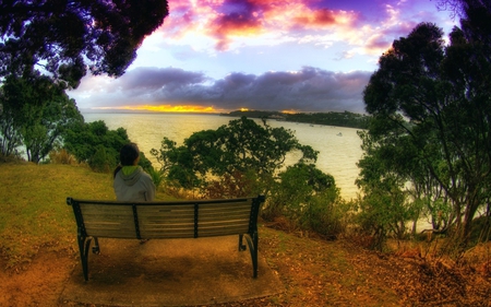 lost without you - woman, beauty, sky, lake, female, trees, photography, water, nature, clouds