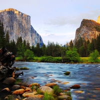 Merced River, El Capitan and Bridalveil, Yosemite National Park, California