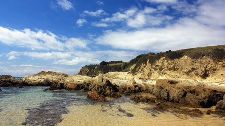 the headlands of narooma - cliff, rocks, shore, clouds