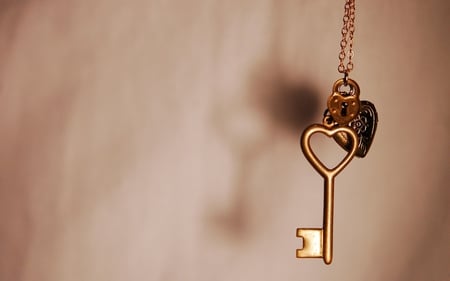 heart key - love, necklace, key, heart