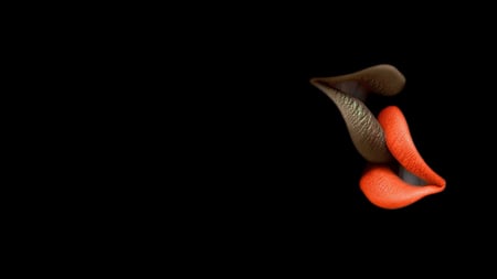 kissing lips - abstract, black, lips, love