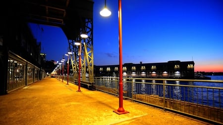 sydney docks at night - sydney, docks, lights, night, bay