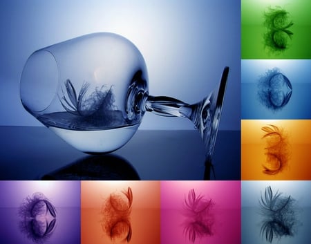 Feather dance - colorful, water, beauty, colors, dance, feather, imagination, glass