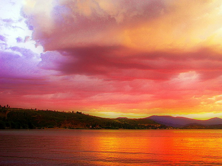 Each day a gift - sky, pink, water, clouds, reflections, gold, orange, sunset