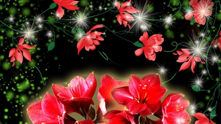 Glowing Brightly - scatter, bright, glow, red, summer, spots, flowers, spring