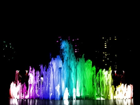 Fountain Lights - fountain, picture, lights, colors, at night