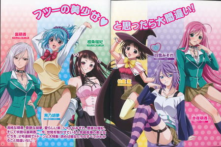 Rosario Friends - rosario vampire, yukari sendou, mizore shirayuki, witch, vampire, succubus, moka akashiya, ruby toujou, snow women, kurumu kurono