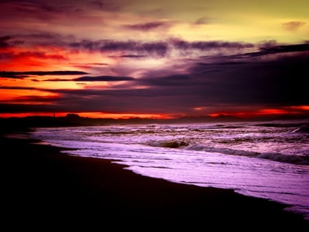 beach - nice, pretty, clouds, lovely, colourful