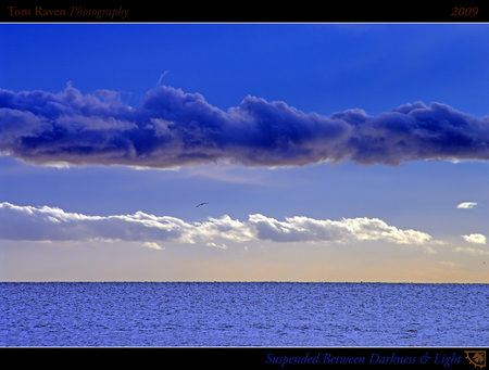 Suspended Between Darkness and Light - nature, blue, clouds, light, darkness