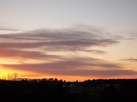 maine sunset 3 - clouds, trees, sunset, fields, sky