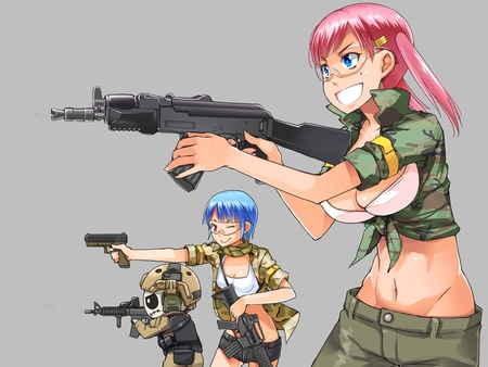 Anime - camo, anime, guns, weapons