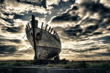 Old and graceful - and, clouds, graceful, old, boat