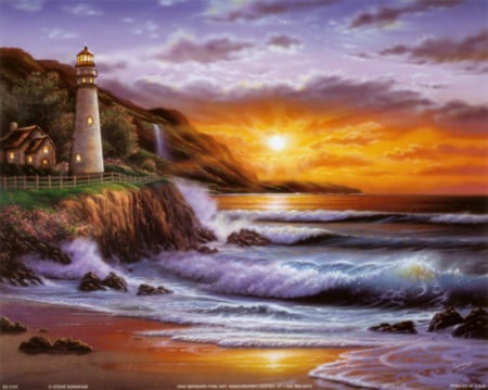 steve-sundram-sunset-lighthouse - nice, beach, pretty, lovely