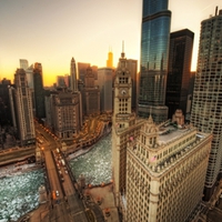 chicago river in winter hdr