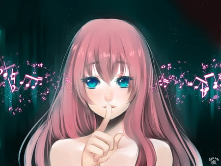 anime - music, vocaloid, megurine, close, long hair, pink hair, blue eyes, luka