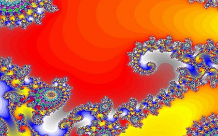 Fractal10 - white, yellow, blue, red, art, fractal