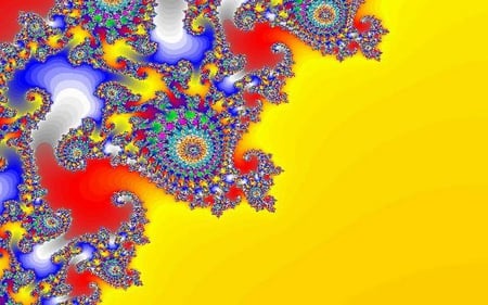 Fractal12 - designs, white, yellow, blue, red, art, fractal