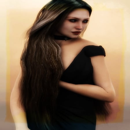 Painting of Alicia - abstract, black, painting, dress, girl, alicia, other