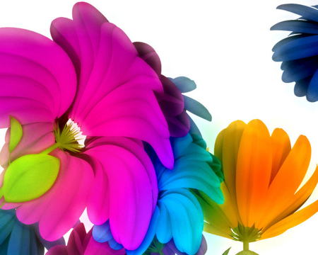 Flowers in bloom - abstract, 3d, flowers, cg, colourful