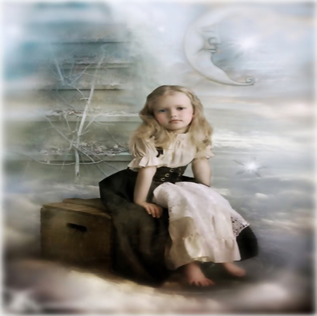 Heavens Fantasy - abstract, girl, box, fantasy, dress, mist, heaven