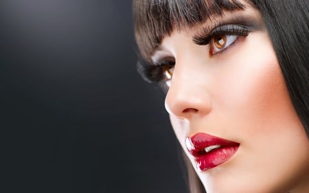 cherry lips - beauty, sexy, sensual, eyes, red lips, model