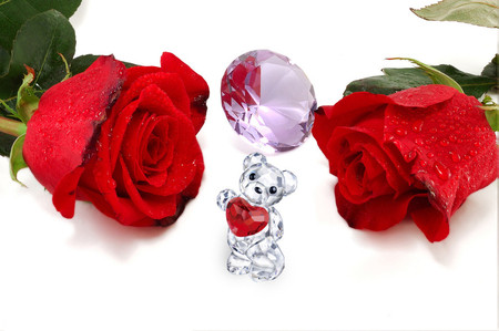 Rose - crystal, rose, bear, red