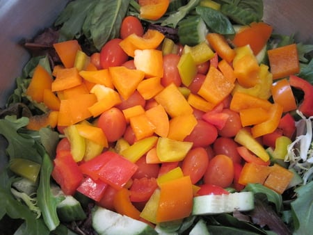 Salad - orange, salad, tomato, green