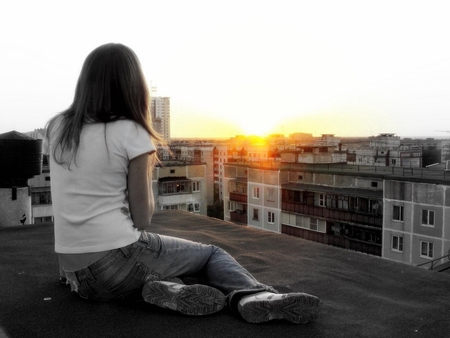 photography - photography, lonely, girl, sunset